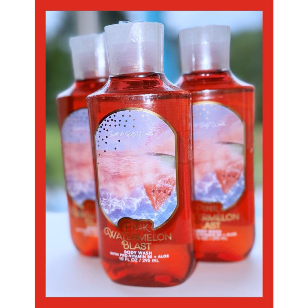 Bath & Body Works Pink Watermelon Blast 10 oz Shower Gel Body Wash Aloe B5 x3 - Picture 2 of 4